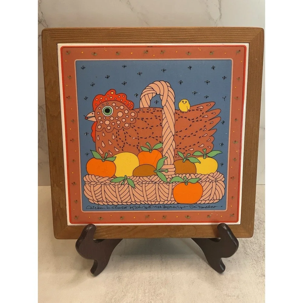 Vintage Taylor & Ng San Francisco 1982 Chicken in Basket Japan Wood 9.5